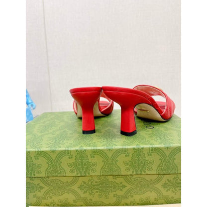 Gucci G Buckle Heeled Slippers  SHS05104