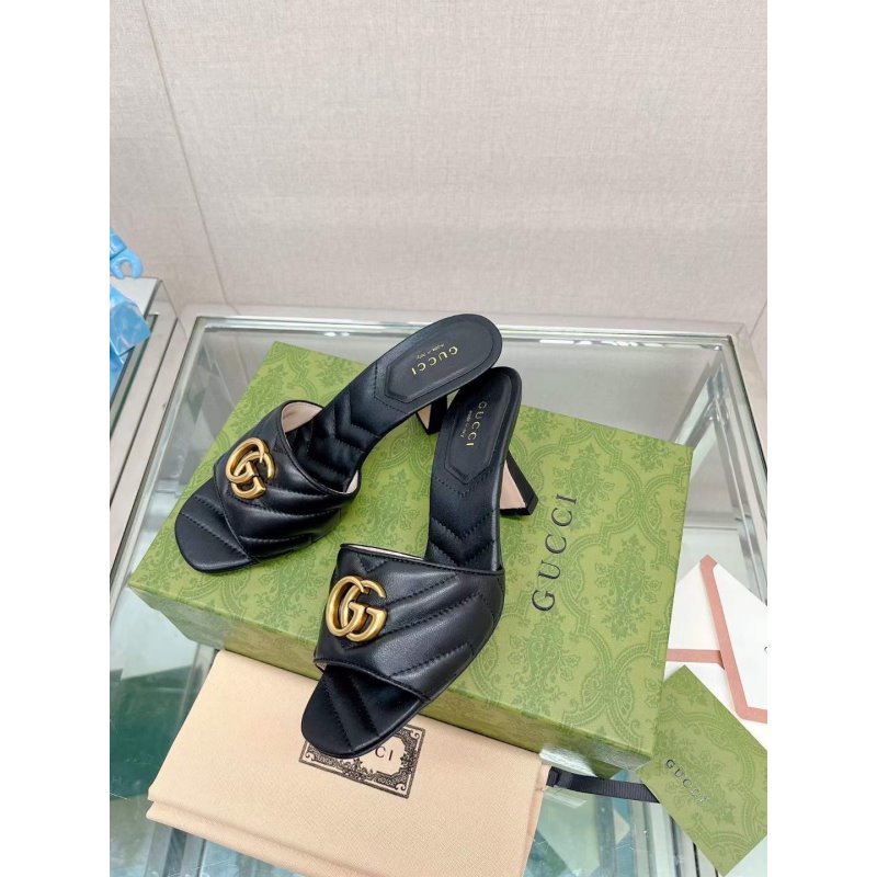 Gucci G Buckle Heeled Slippers  SHS05106