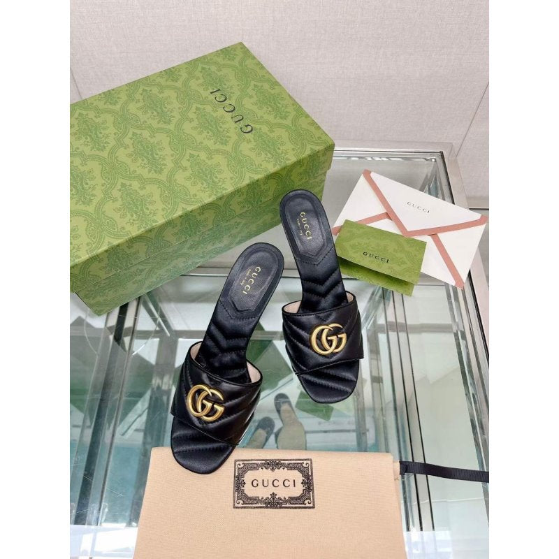 Gucci G Buckle Heeled Slippers  SHS05106