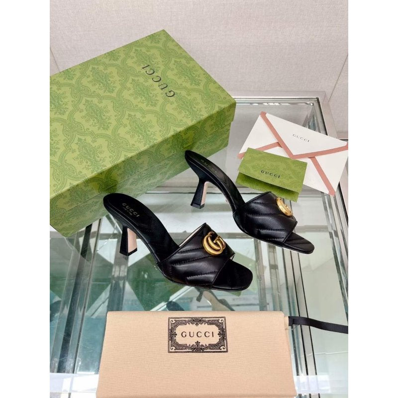 Gucci G Buckle Heeled Slippers  SHS05106