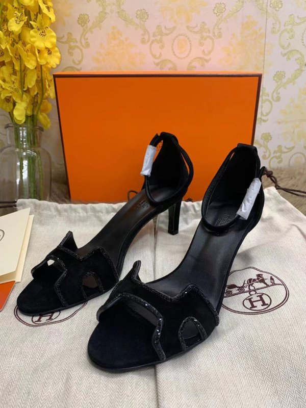 Hermes Black Heeled Sandals SHS02545