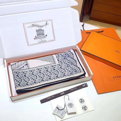 Hermes Muberry Silk and Cashmere Scarf SS001098