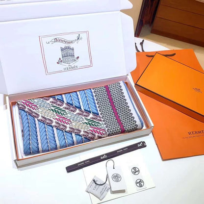 Hermes Muberry Silk and Cashmere Scarf SS001099