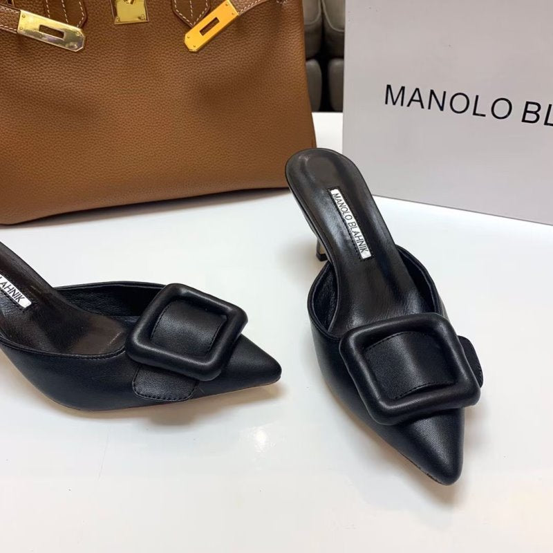 Manolo Blahnik Black Heeled Sandals SHS02575