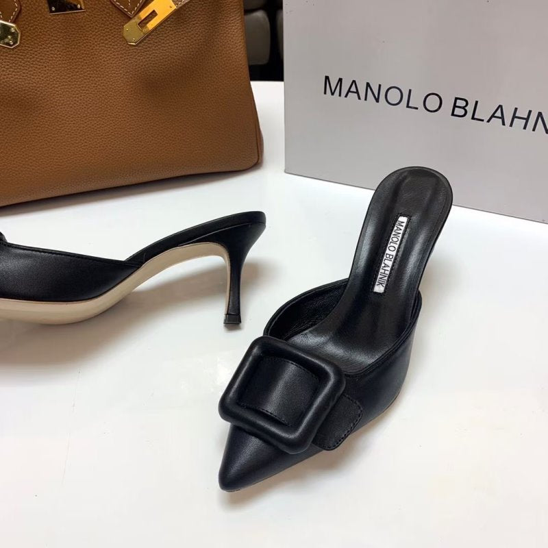 Manolo Blahnik Black Heeled Sandals SHS02575