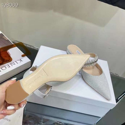 Manolo Blahnik Satin Muller Shoes SHS04839