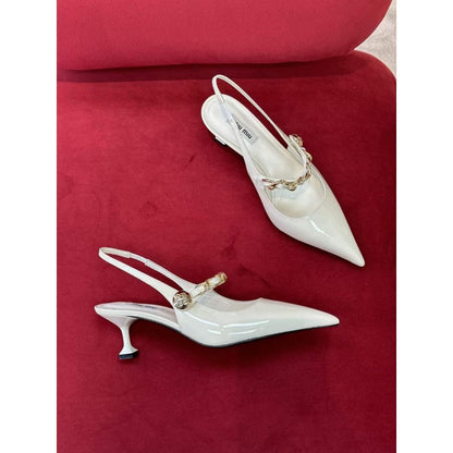 Miu miu Pointy Chain Heeled Slingback Sandals SHS05420