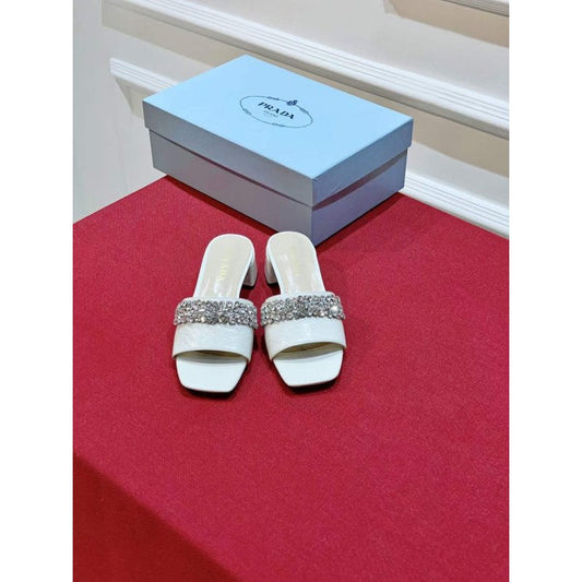 Prada Rhinestone Thick heeled Slippers SH00312
