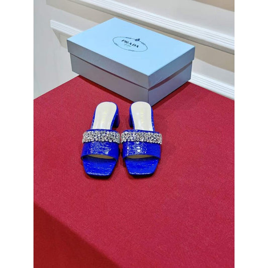 Prada Rhinestone Thick heeled Slippers SH00313