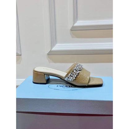 Prada Rhinestone Thick heeled Slippers SH00315
