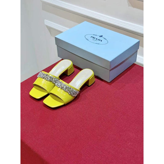 Prada Rhinestone Thick heeled Slippers SH00316