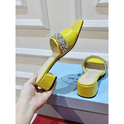 Prada Rhinestone Thick heeled Slippers SH00316