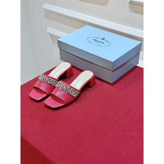 Prada Rhinestone Thick heeled Slippers SH00317
