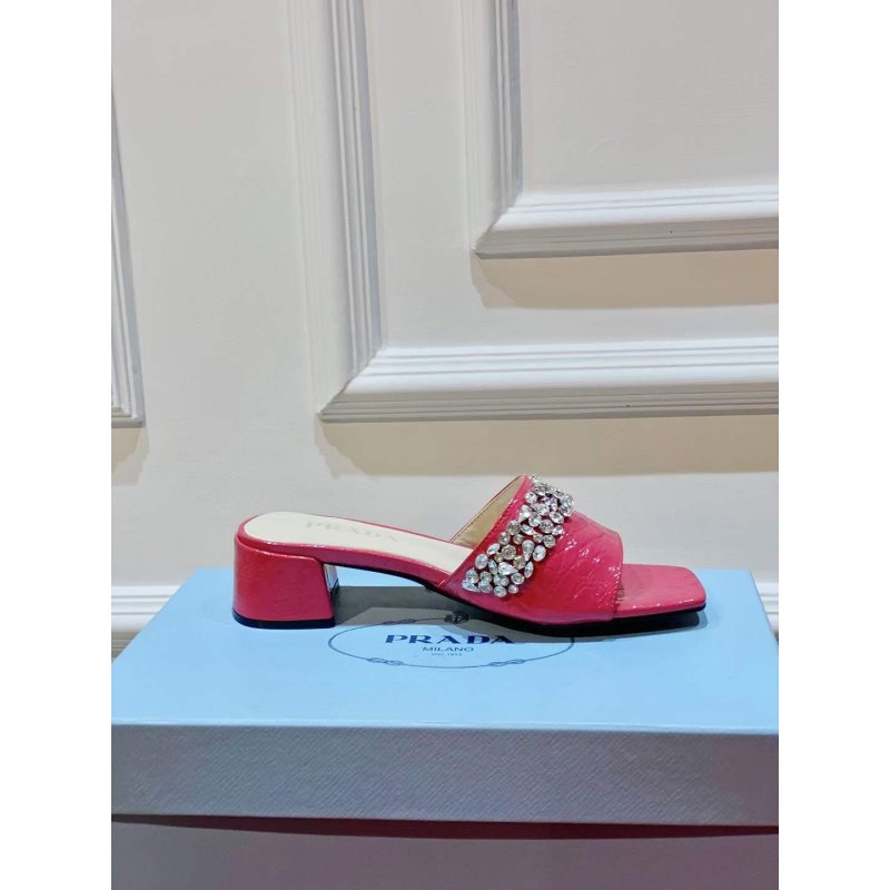 Prada Rhinestone Thick heeled Slippers SH00317