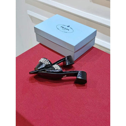 Prada Rhinestone Thick heeled Slippers SH00318