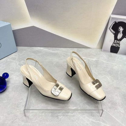 Prada Square head back empty thick single Shoes SH00095