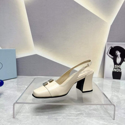 Prada Square head back empty thick single Shoes SH00095