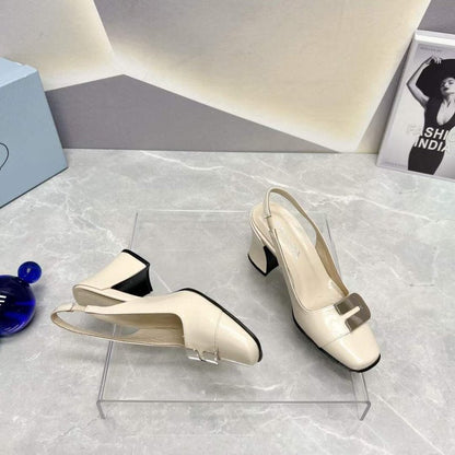 Prada Square head back empty thick single Shoes SH00095