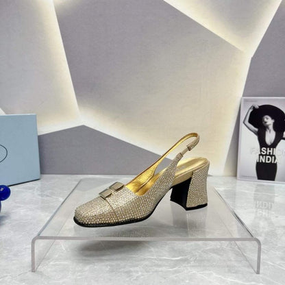Prada Square head back empty thick single Shoes SH00098