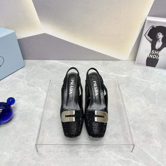 Prada Square head back empty thick single Shoes SH00100