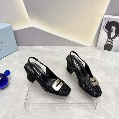 Prada Square head back empty thick single Shoes SH00100