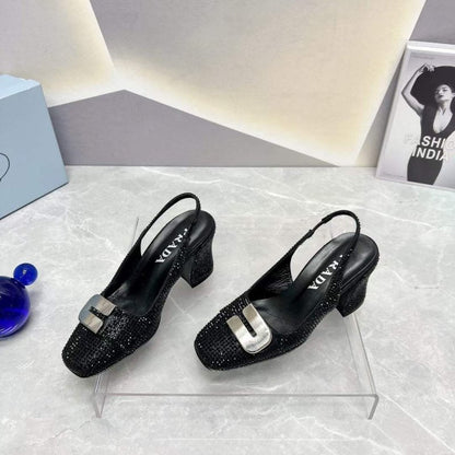 Prada Square head back empty thick single Shoes SH00100