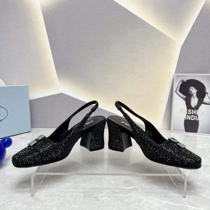 Prada Square head back empty thick single Shoes SH00100