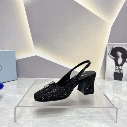 Prada Square head back empty thick single Shoes SH00100