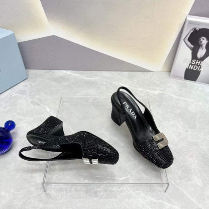 Prada Square head back empty thick single Shoes SH00100