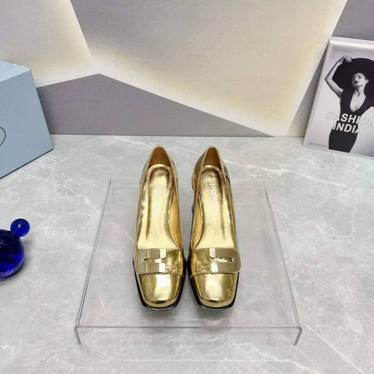 Prada Square head back empty thick single Shoes SH00101