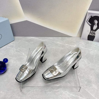 Prada Square head back empty thick single Shoes SH00102