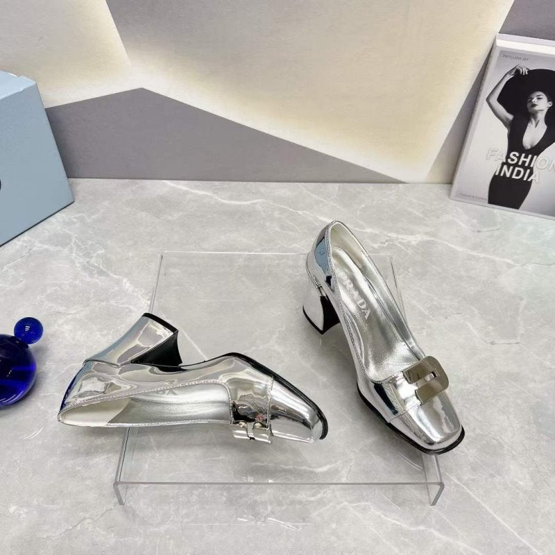 Prada Square head back empty thick single Shoes SH00102