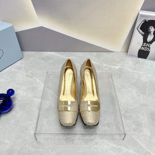 Prada Square head back empty thick single Shoes SH00106