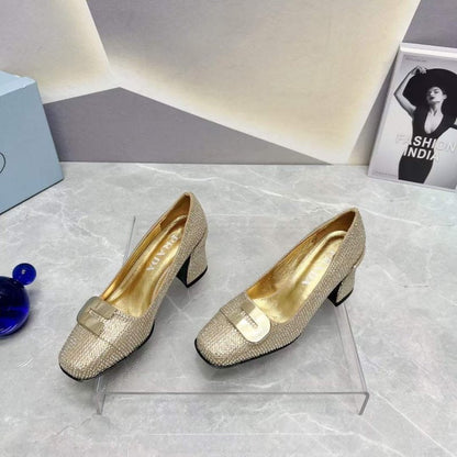 Prada Square head back empty thick single Shoes SH00106