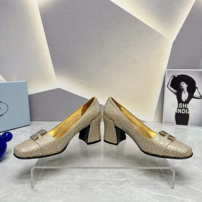 Prada Square head back empty thick single Shoes SH00106
