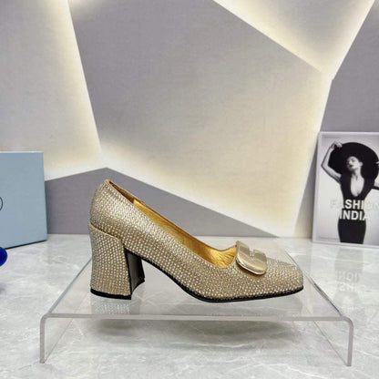 Prada Square head back empty thick single Shoes SH00106