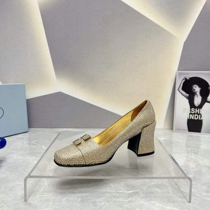Prada Square head back empty thick single Shoes SH00106