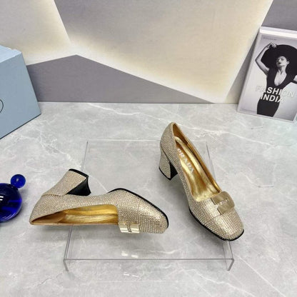 Prada Square head back empty thick single Shoes SH00106