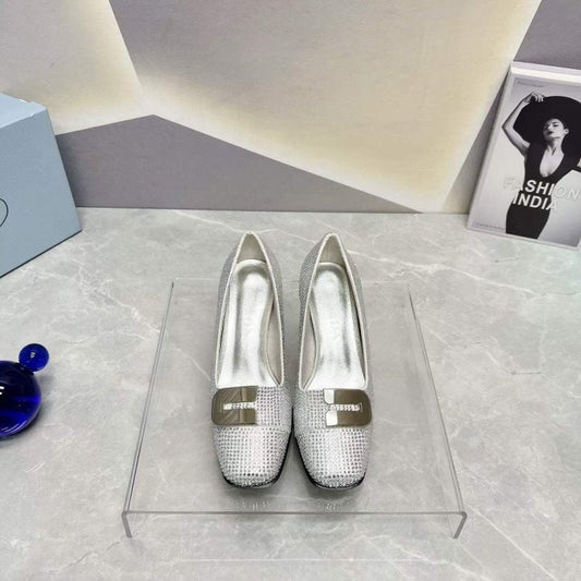 Prada Square head back empty thick single Shoes SH00107