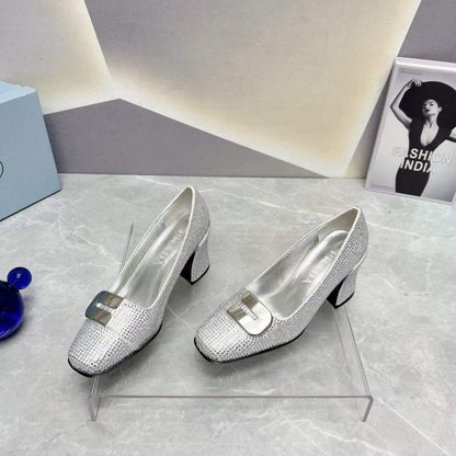 Prada Square head back empty thick single Shoes SH00107