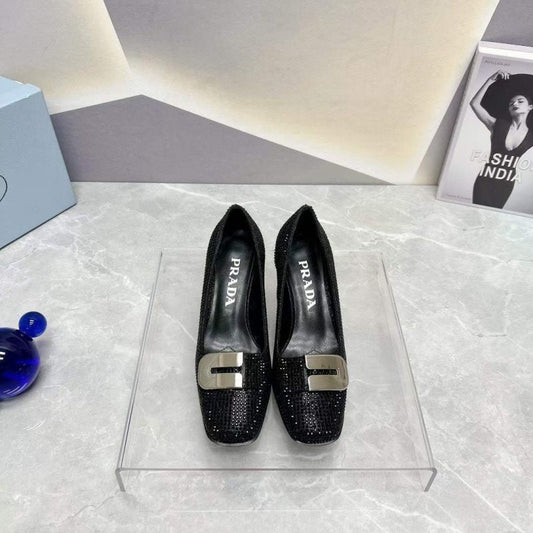 Prada Square head back empty thick single Shoes SH00108