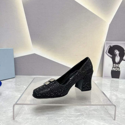 Prada Square head back empty thick single Shoes SH00108