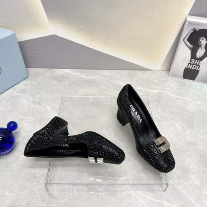 Prada Square head back empty thick single Shoes SH00108