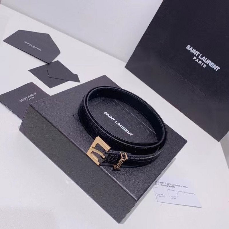 Saint Laurent Black Leather  Belt  WLB01256