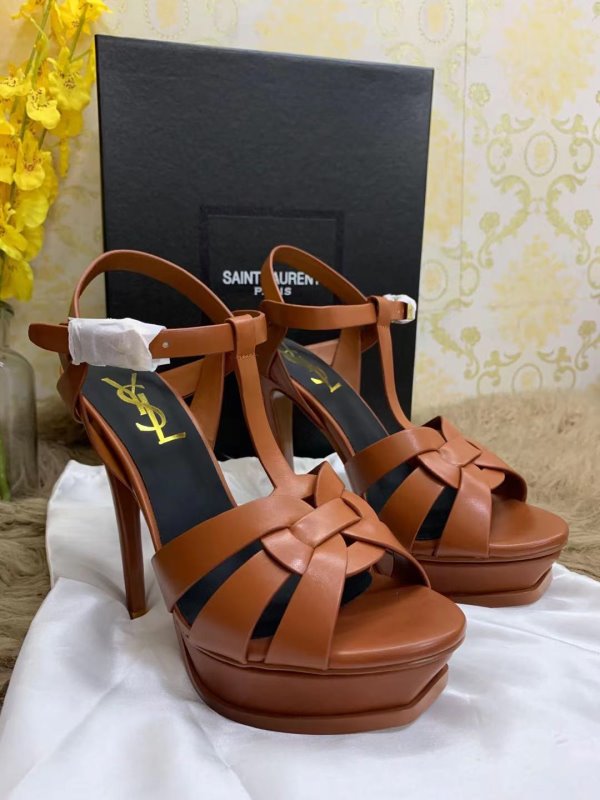 Saint Laurent Brown Heeled Sandals SHS02562