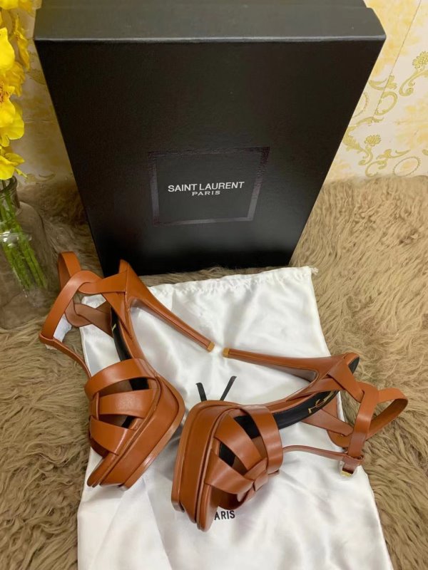 Saint Laurent Brown Heeled Sandals SHS02562