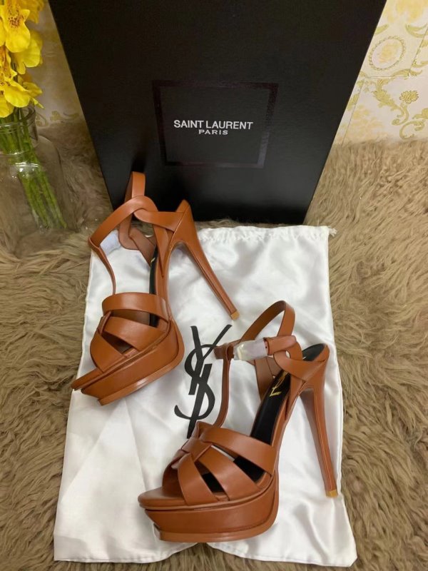 Saint Laurent Brown Heeled Sandals SHS02562