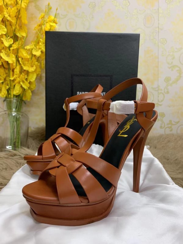 Saint Laurent Brown Heeled Sandals SHS02562