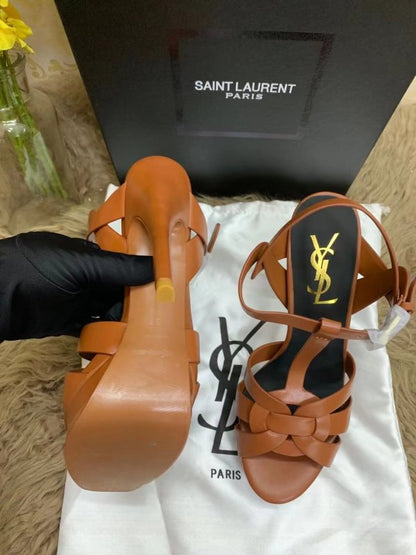 Saint Laurent Brown Heeled Sandals SHS02562