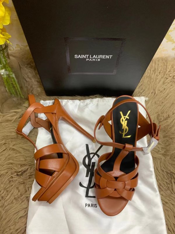 Saint Laurent Brown Heeled Sandals SHS02562